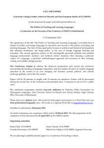 CALL FOR PAPERS  The Politics of Teaching and Learning Languages: