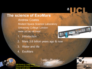 The science of ExoMars Andrew Coates 1. Introduction
