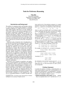 Tools for Preference Reasoning Ying Zhu Introduction and Background