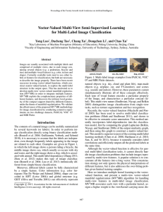 Vector-Valued Multi-View Semi-Supervised Learning for Multi-Label Image Classiﬁcation Yong Luo , Dacheng Tao