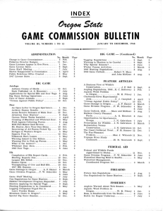 arepa State GAME COMMISSION BULLETIN INDEX