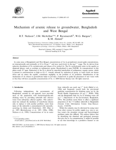 Mechanism of arsenic release to groundwater, Bangladesh and West Bengal R.T. Nickson