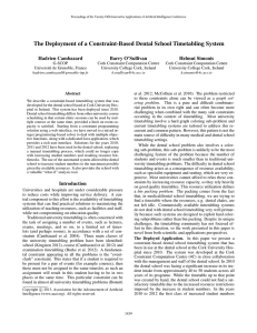 The Deployment of a Constraint- ased Dental School Timetabling System