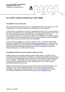 UCL EVENT CANCELLATION POLICY AND TERMS