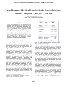 Natural Language Aided Visual Query Building for Complex Data Access