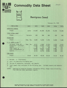Commodity Sheet Data Bentgrass