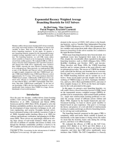 Exponential Recency Weighted Average Branching Heuristic for SAT Solvers