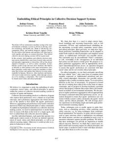 Embedding Ethical Principles in Collective Decision Support Systems Joshua Greene Francesca Rossi