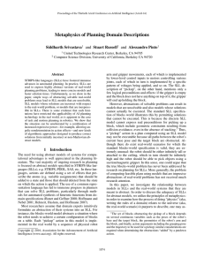 Metaphysics of Planning Domain Descriptions and Stuart Russell and Alessandro Pinto Siddharth Srivastava