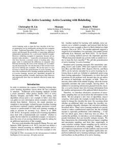 Re-Active Learning: Active Learning with Relabeling Christopher H. Lin Mausam Daniel S. Weld