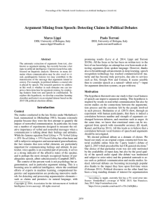 Argument Mining from Speech: Detecting Claims in Political Debates Marco Lippi