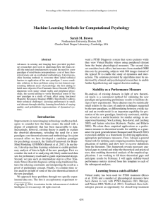 Machine Learning Methods for Computational Psychology Sarah M. Brown