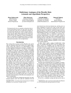 Multiwinner Analogues of the Plurality Rule: Axiomatic and Algorithmic Perspectives Piotr Faliszewski