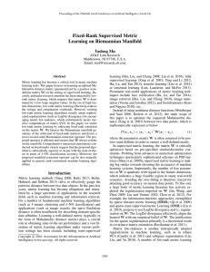 Fixed-Rank Supervised Metric Learning on Riemannian Manifold Yadong Mu