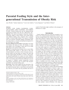 Parental Feeding Style and the Inter- generational Transmission of Obesity Risk