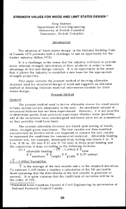 STRENGTH VALUES FOR WOOD AND LIMIT STATES DESIGN *