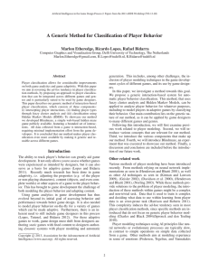 A Generic Method for Classification of Player Behavior