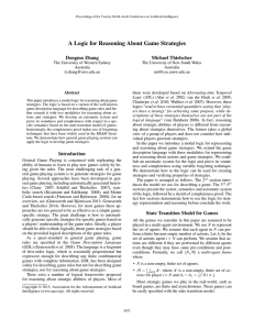 A Logic for Reasoning About Game Strategies Dongmo Zhang Michael Thielscher
