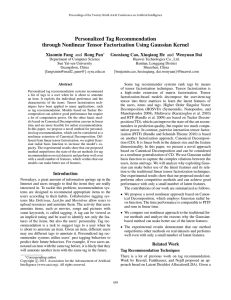 Personalized Tag Recommendation through Nonlinear Tensor Factorization Using Gaussian Kernel