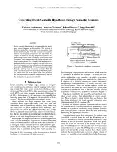 Generating Event Causality Hypotheses through Semantic Relations Chikara Hashimoto , Kentaro Torisawa