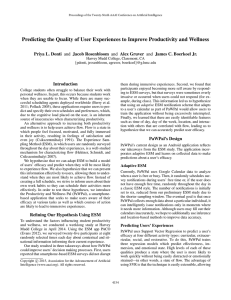 Predicting the Quality of User Experiences to Improve Productivity and... Priya L. Donti and Jacob Rosenbloom and Alex Gruver and... Introduction