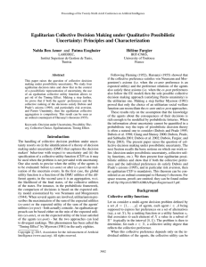 Egalitarian Collective Decision Making under Qualitative Possibilistic Uncertainty: Principles and Characterization