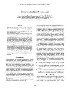 Instructable Intelligent Personal Agent Amos Azaria , Jayant Krishnamurthy , Tom M. Mitchell