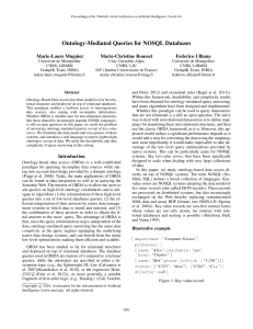 Ontology-Mediated Queries for NOSQL Databases Marie-Laure Mugnier Marie-Christine Rousset Federico Ulliana