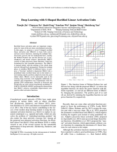 Deep Learning with S-Shaped Rectiﬁed Linear Activation Units Xiaojie Jin Chunyan Xu