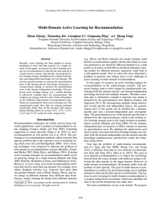 Multi-Domain Active Learning for Recommendation and Qiang Yang Zihan Zhang , Xiaoming Jin