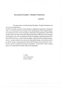 99303 - International Geosphere . Biosphere Programme