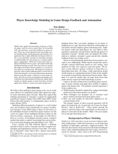 Player Knowledge Modeling in Game Design Feedback and Automation Eric Butler