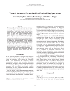 Towards Automated Personality Identification Using Speech Acts