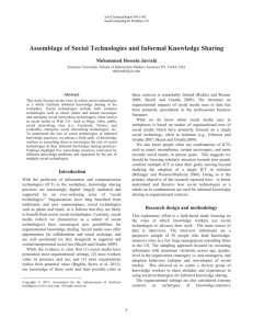 Assemblage of Social Technologies and Informal Knowledge Sharing Mohammad Hossein Jarrahi