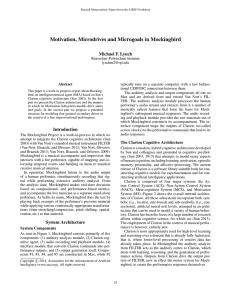 Motivation, Microdrives and Microgoals in Mockingbird Michael F. Lynch