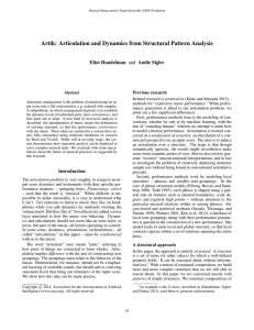 Artik: Articulation and Dynamics from Structural Pattern Analysis Previous research