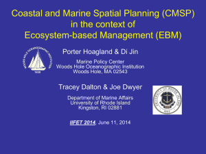 Coastal and Marine Spatial Planning (CMSP) in the context of