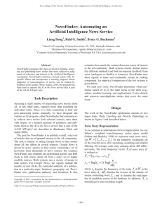 NewsFinder: Automating an Artificial Intelligence News Service Liang Dong