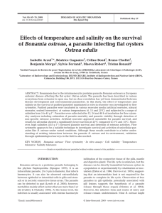 Effects of temperature and salinity on the survival of Bonamia ostreae Ostrea edulis