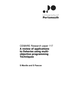 Portsmouth A review of applications to fisheries using multi­ objective programming