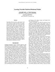 Learning Tractable Statistical Relational Models Aniruddh Nath and Pedro Domingos