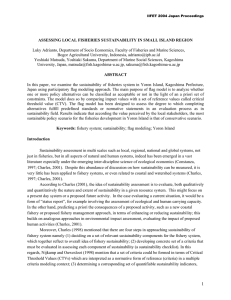 ASSESSING LOCAL FISHERIES SUSTAINABILITY IN SMALL ISLAND REGION