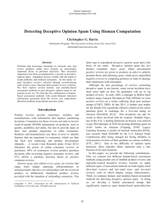 Detecting Deceptive Opinion Spam Using Human Computation Christopher G. Harris