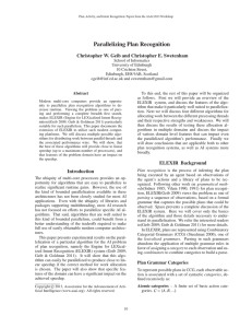 Parallelizing Plan Recognition Christopher W. Geib and Christopher E. Swetenham