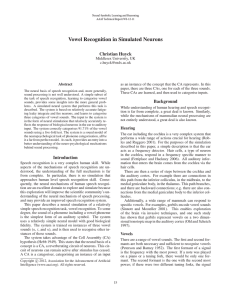 Vowel Recognition in Simulated Neurons Christian Huyck