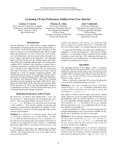 Learning CP-net Preferences Online from User Queries Joshua T. Guerin Judy Goldsmith