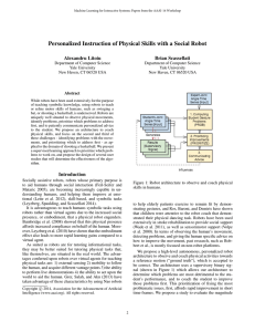 Personalized Instruction of Physical Skills with a Social Robot Alexandru Litoiu