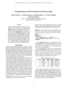 Grouping Queries with SV-Semantics in Preference SQL