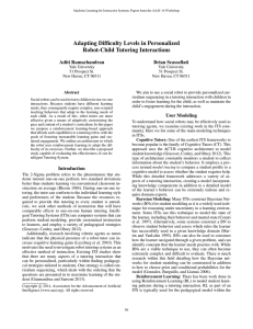 Adapting Difficulty Levels in Personalized Robot-Child Tutoring Interactions Aditi Ramachandran Brian Scassellati