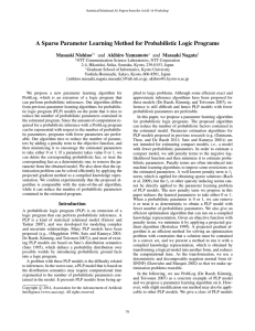 A Sparse Parameter Learning Method for Probabilistic Logic Programs Masaaki Nishino
